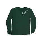 Magnolia Blu Unisex Emerald Green Long Sleeve Shirt with Chain Stitch Embroidery Design