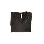 S&S Activewear/Magnolia Blu Unisex Black V-Neck Tee #1 Green Logo