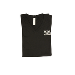 S&S Activewear Unisex Black V-Neck Tee #10 White Pio Logo