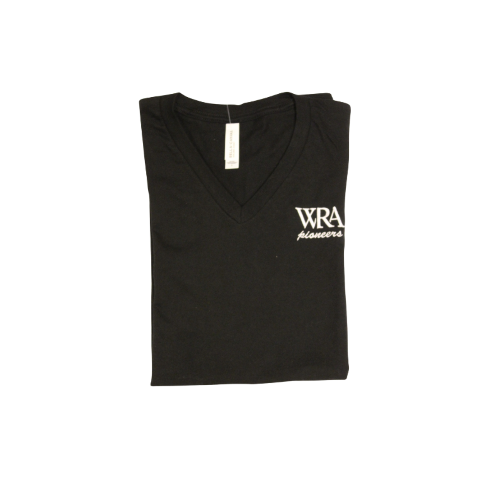 S&S Activewear Unisex Black V-Neck Tee #10 White Pio Logo