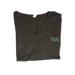 S&S Activewear/Magnolia Blu Unisex Black V-Neck Tee #10 Green WRA Logo