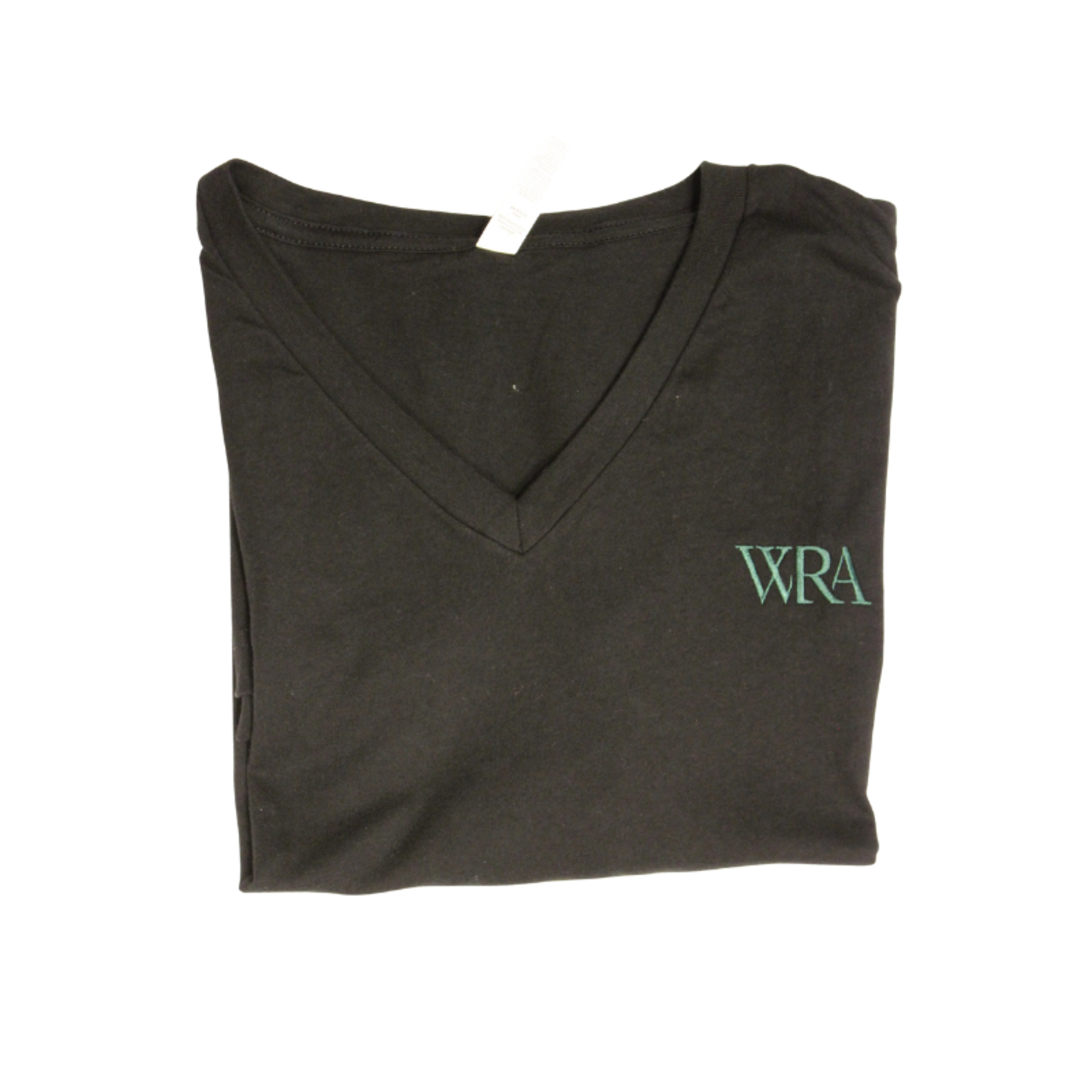 S&S Activewear/Magnolia Blu Unisex Black V-Neck Tee #10 Green WRA Logo