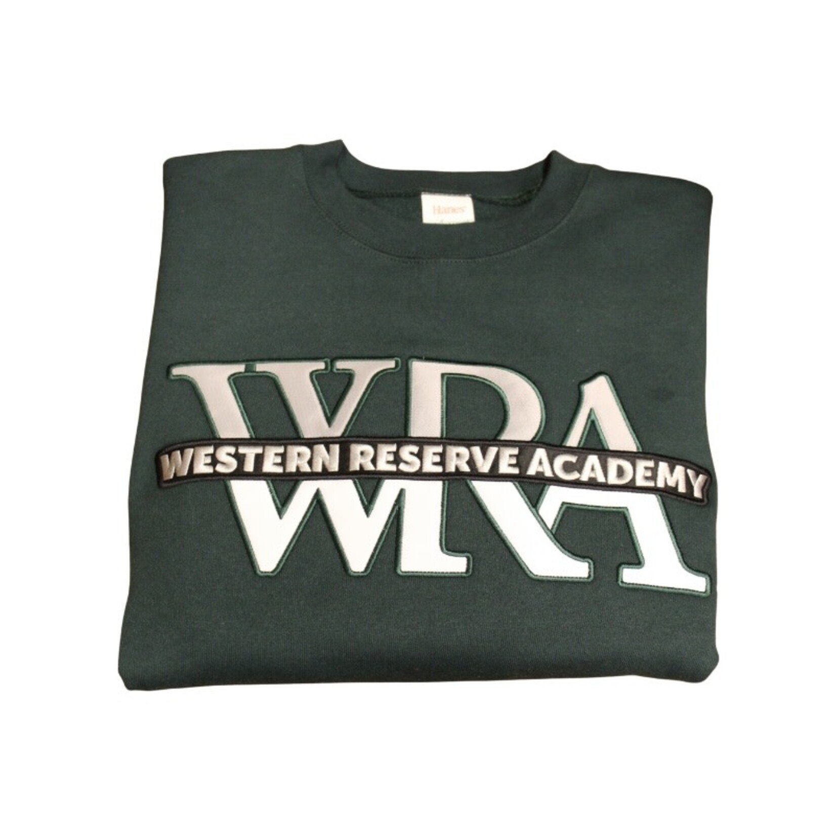 Green Crew Sweatshirt Twill Applique