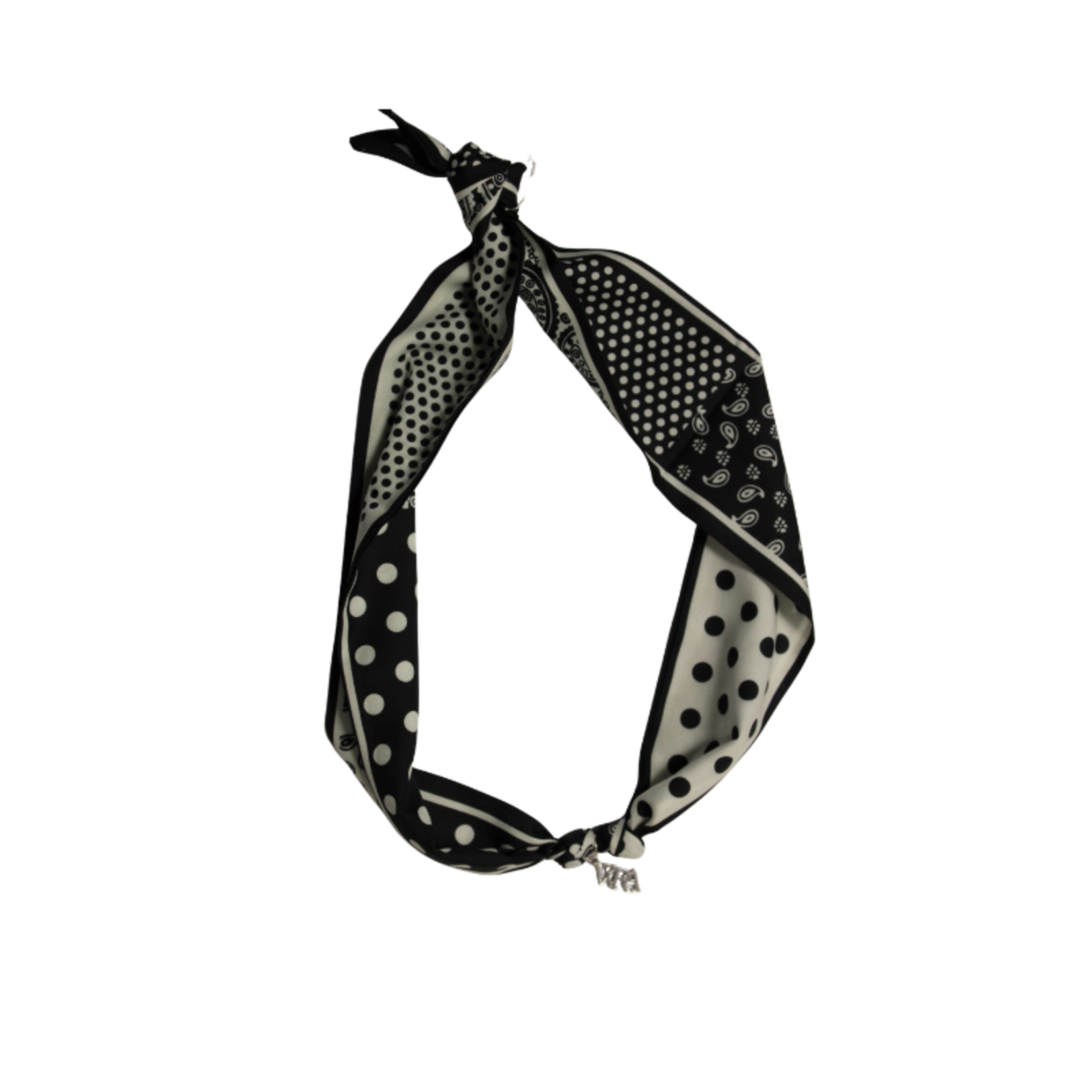 Scarf Necklace w/WRA Charm B&W Pattern