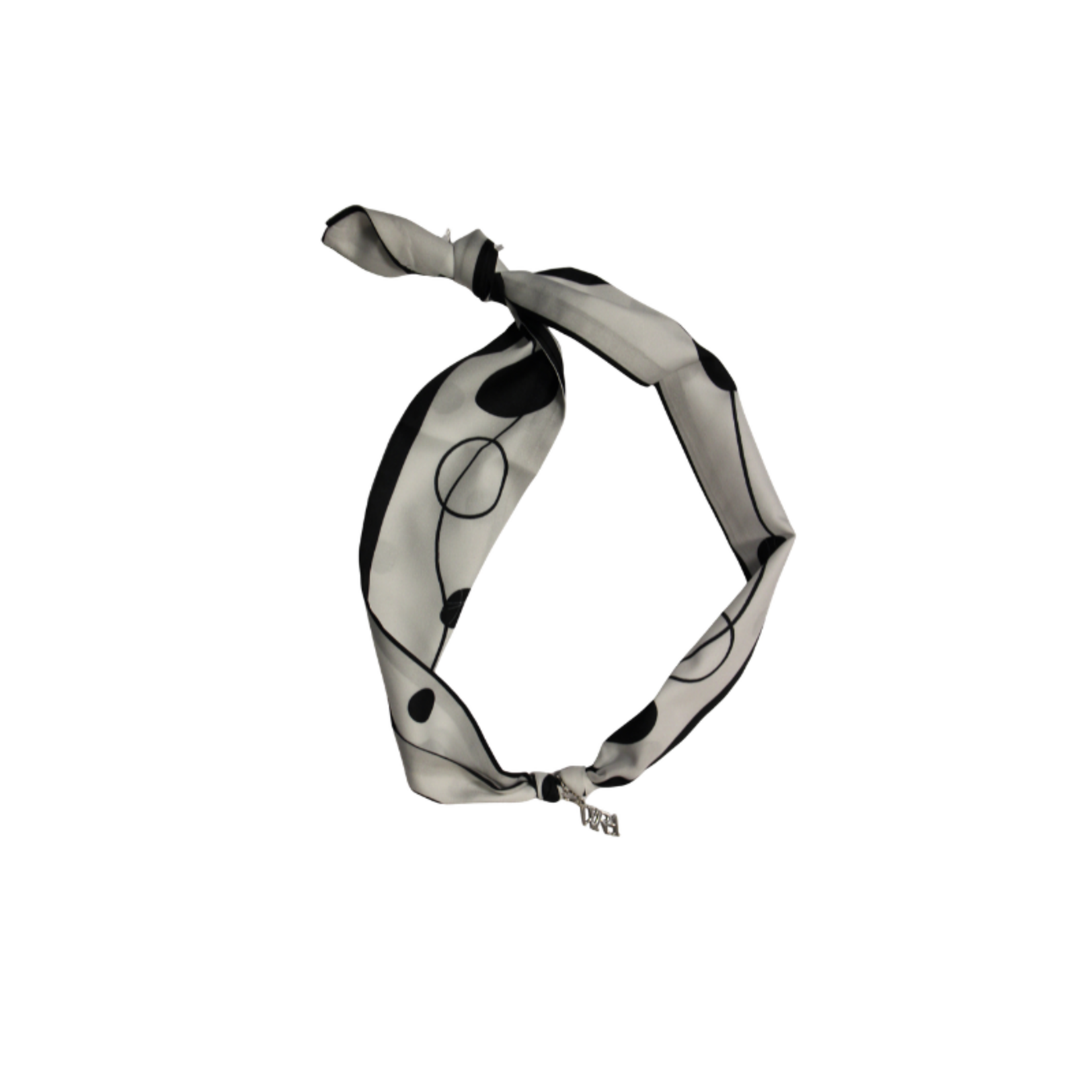 Scarf Necklace w/WRA Charm Black/White Dot