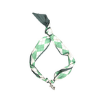 Scarf Necklace Green & White Argyle  w/WRA Charm