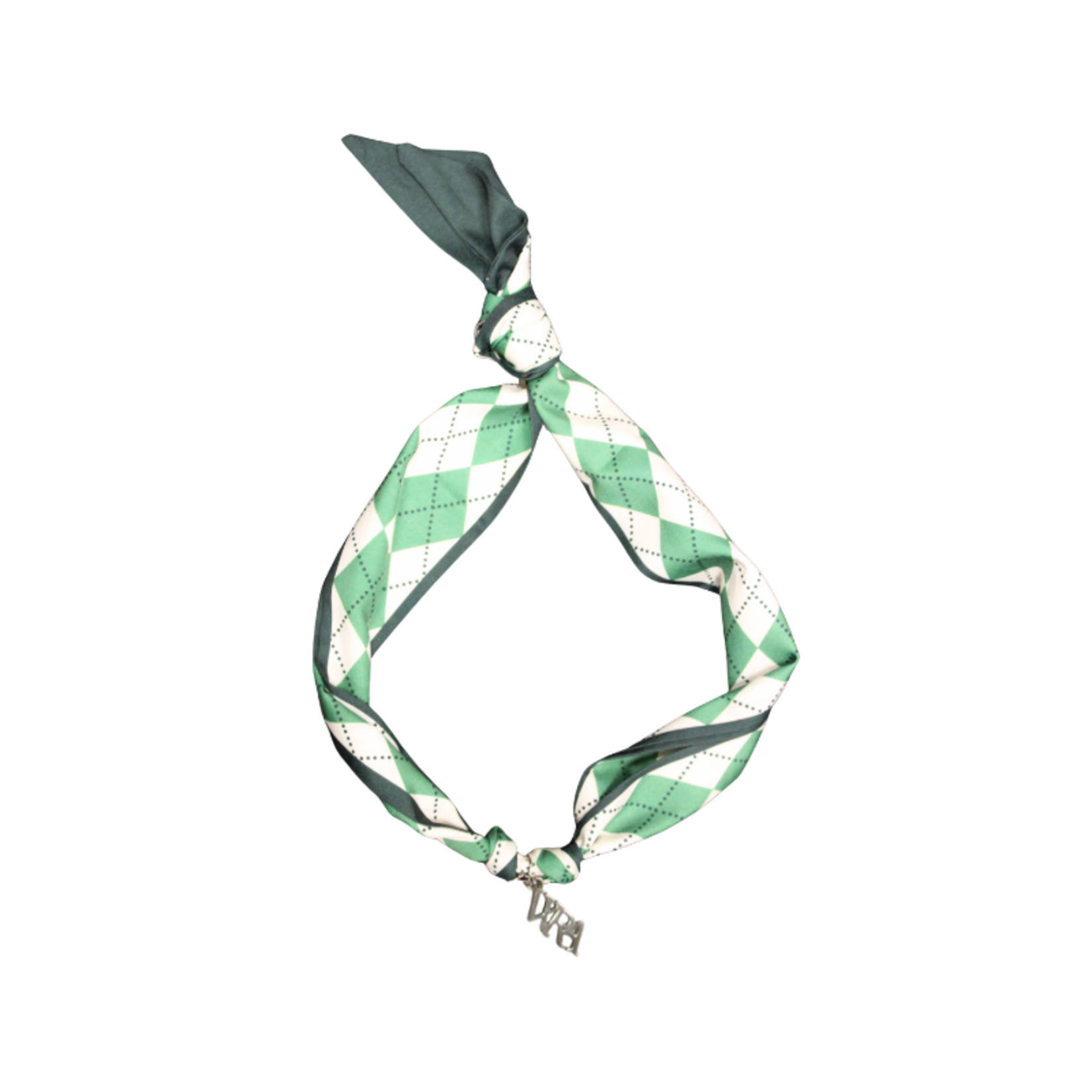 Scarf Necklace Green & White Argyle  w/WRA Charm