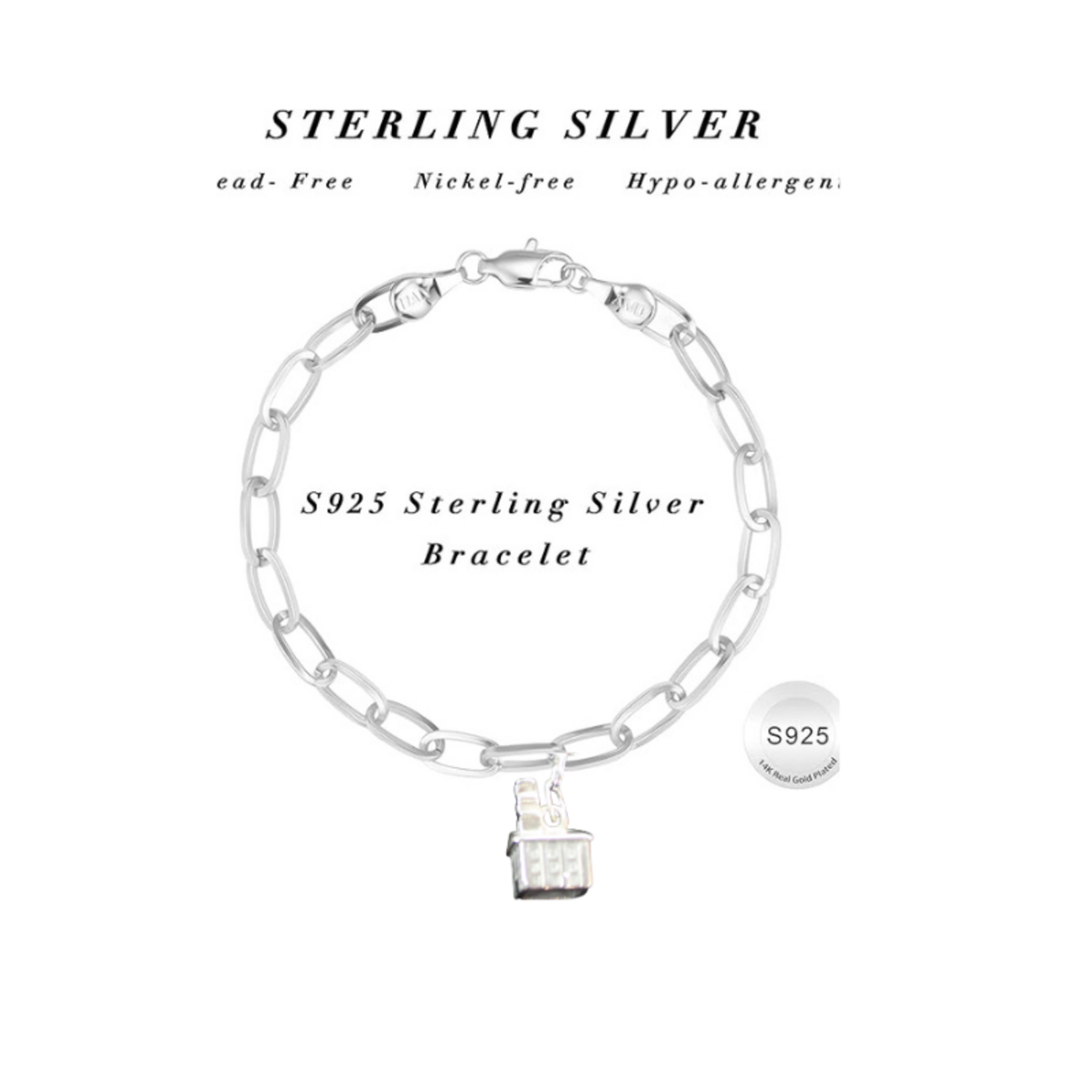 Sterling Silver Bracelet 8" Chapel Charm