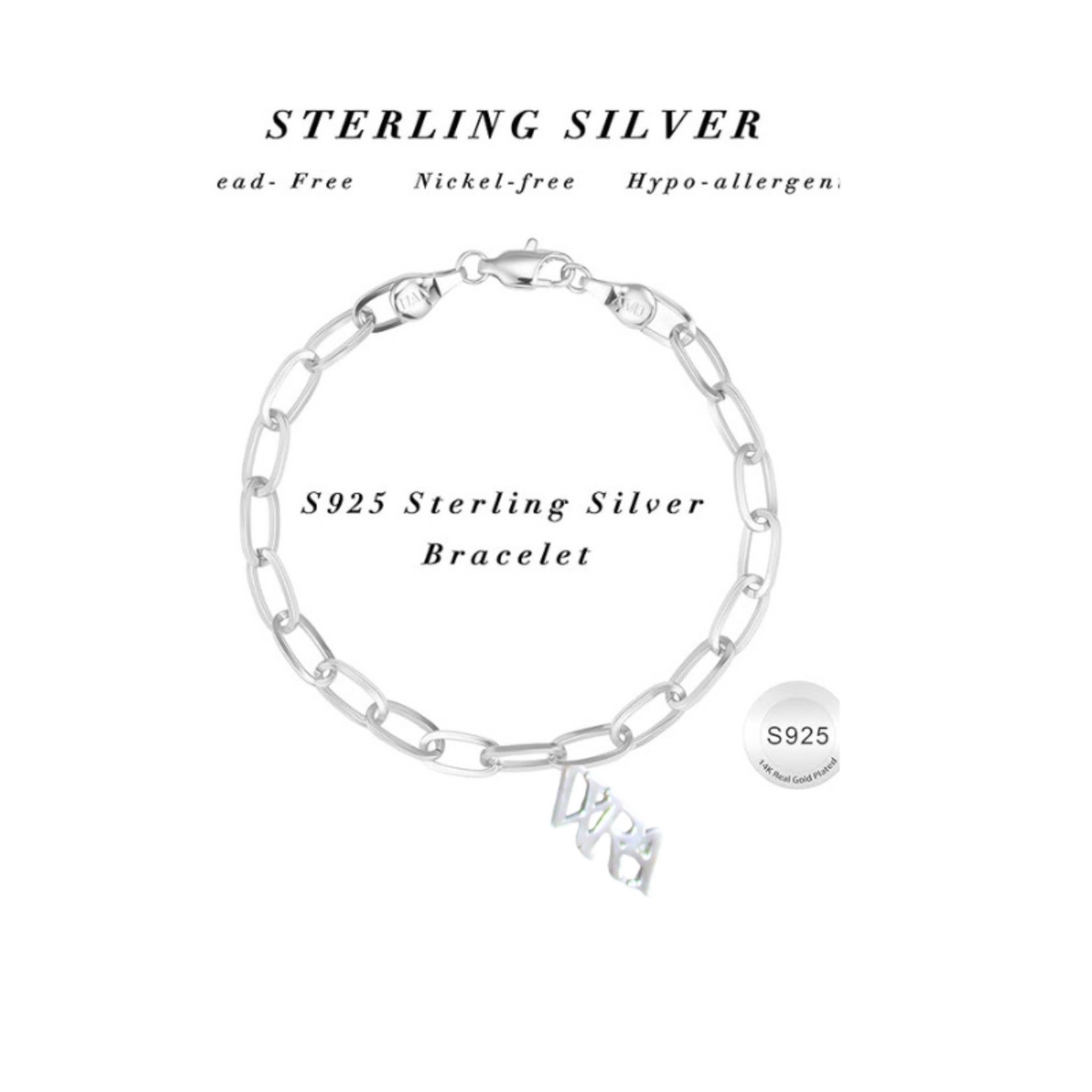 Sterling Silver Bracelet 8" WRA Charm