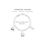Sterling Silver Bracelet 8" 3 Charms