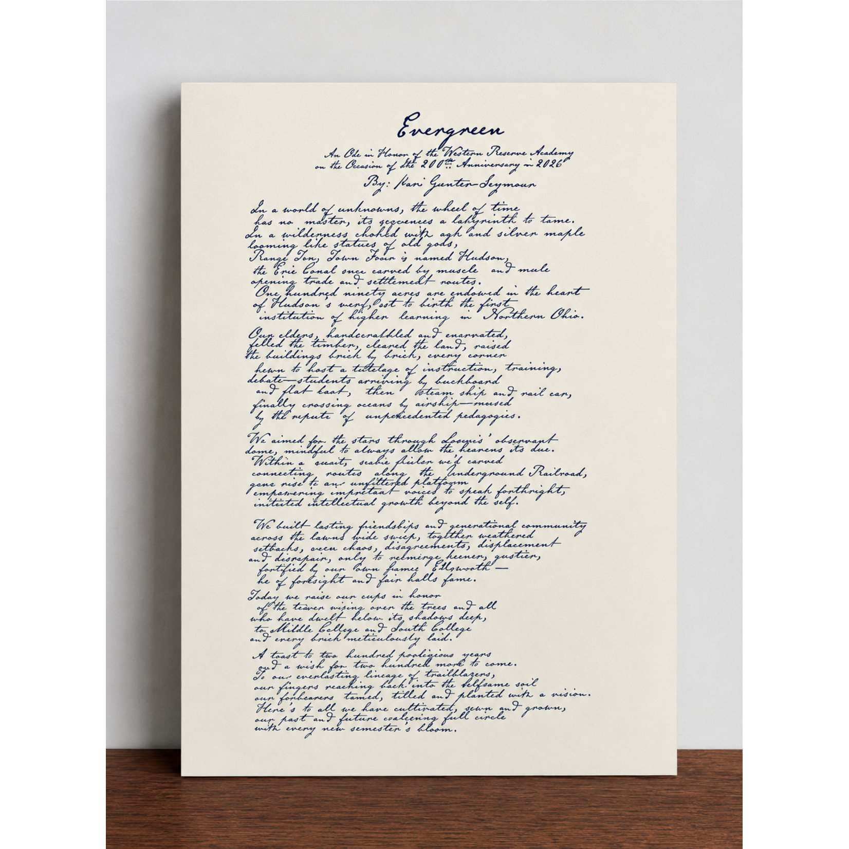 Letterpressed Commemorative Bicentennial Poem