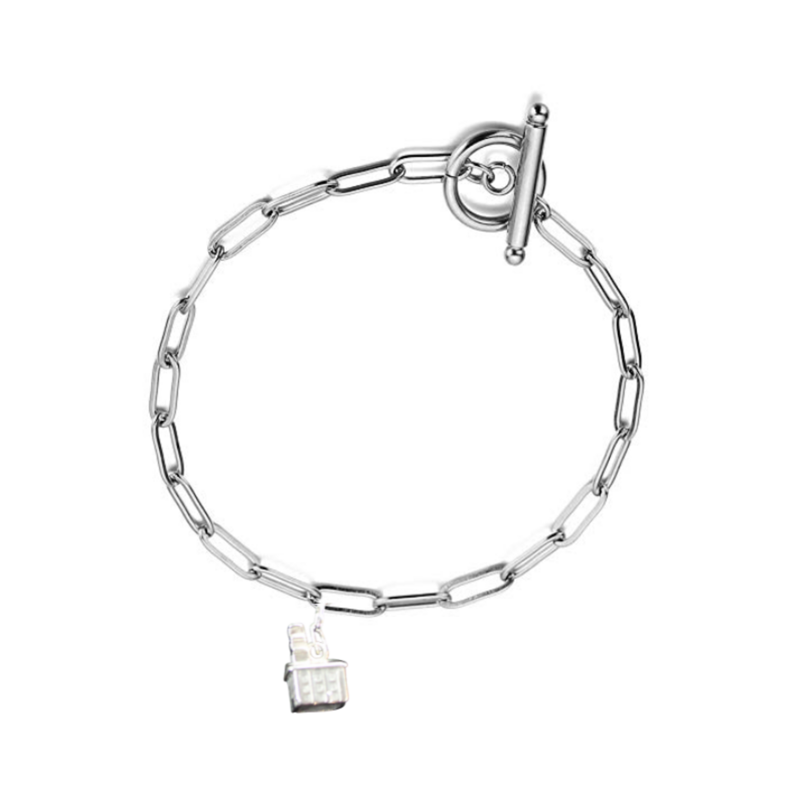 Sterling Silver Bracelet 7" with Toggle Clasp w/ Chapel Charm