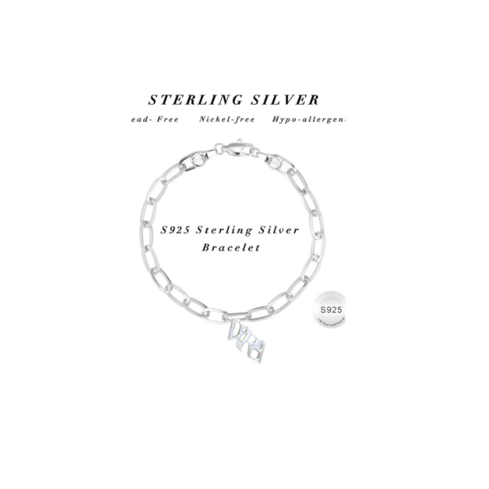 Sterling Silver Bracelet 7" WRA Charm