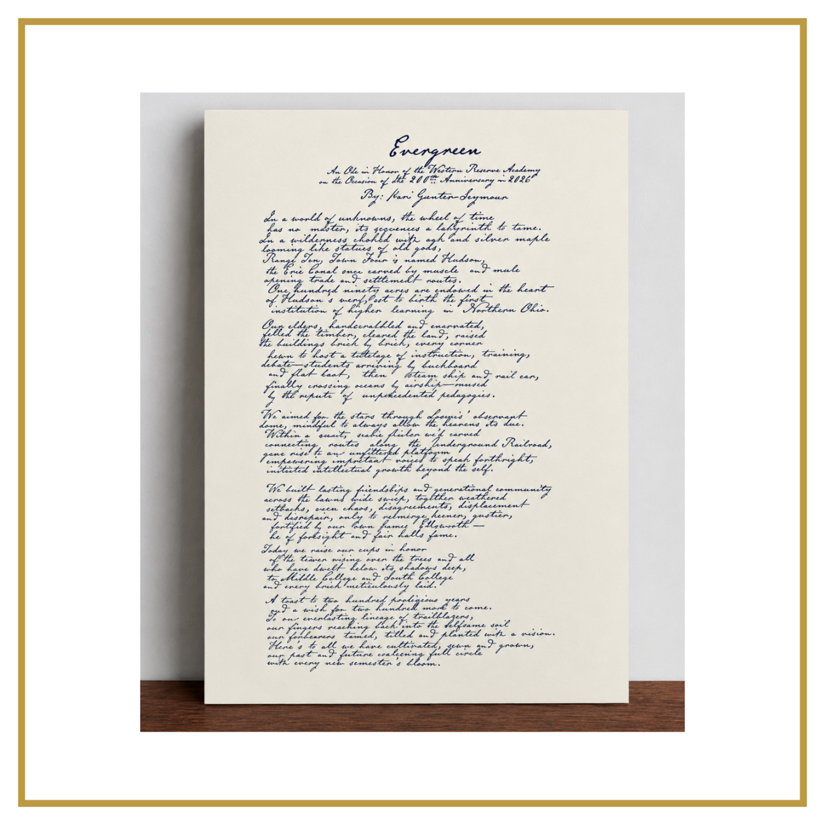 Letterpressed Commemorative Bicentennial Poem