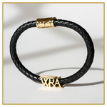 Ellen Duanmu Braided Leather Bracelet with WRA Charm