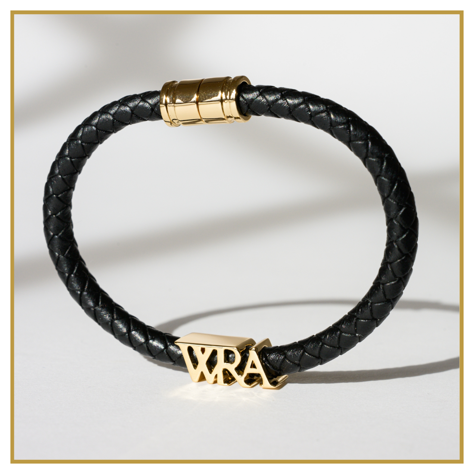 Ellen Duanmu Braided Leather Bracelet with WRA Charm