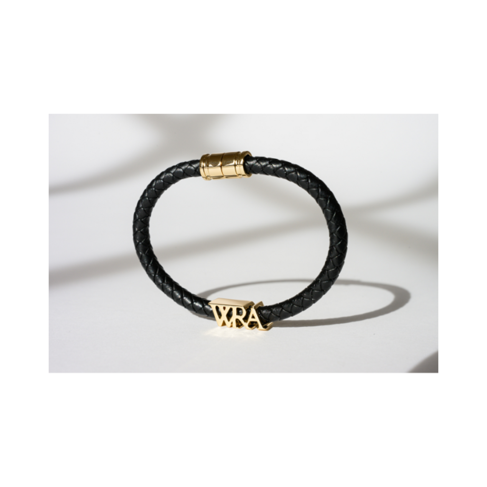 Ellen Duanmu Braided Leather Bracelet with WRA Charm
