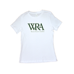 Women's White Short Sleeve Tee Green Logo