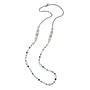French Kande 45” Denim Mix, Sword & Crown, Swarovski Rivoli Necklace