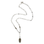 French Kande Twin Violin Pendants, Ivory Jade Cross St. Christopher Robri Medallion