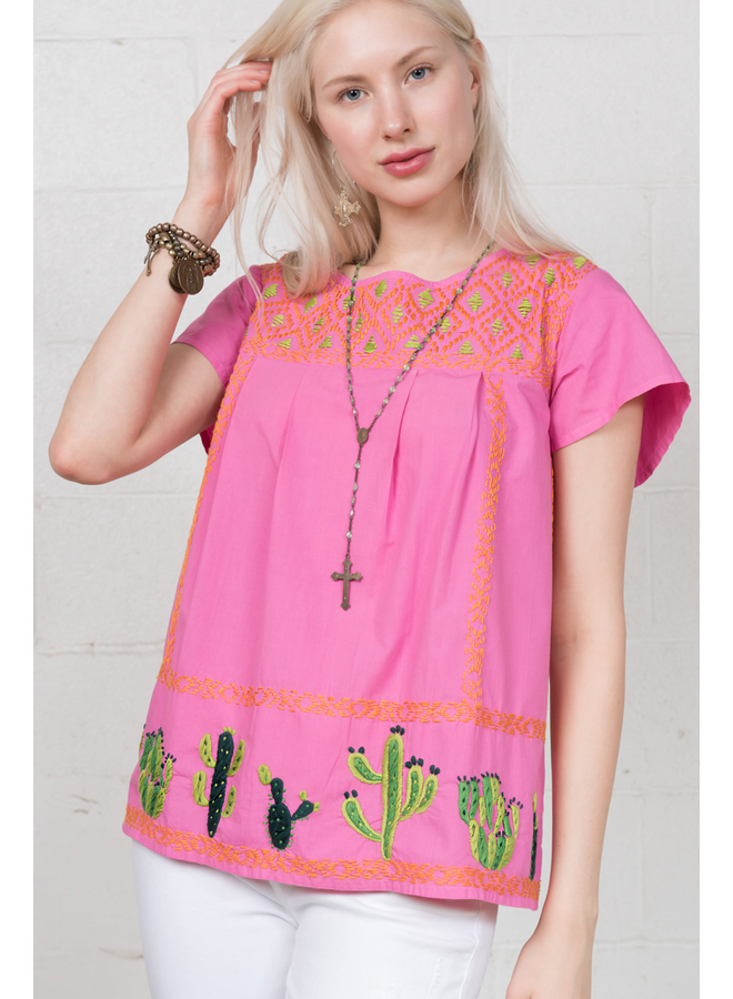 Sister Mary Lupita Cactus Top In Pink