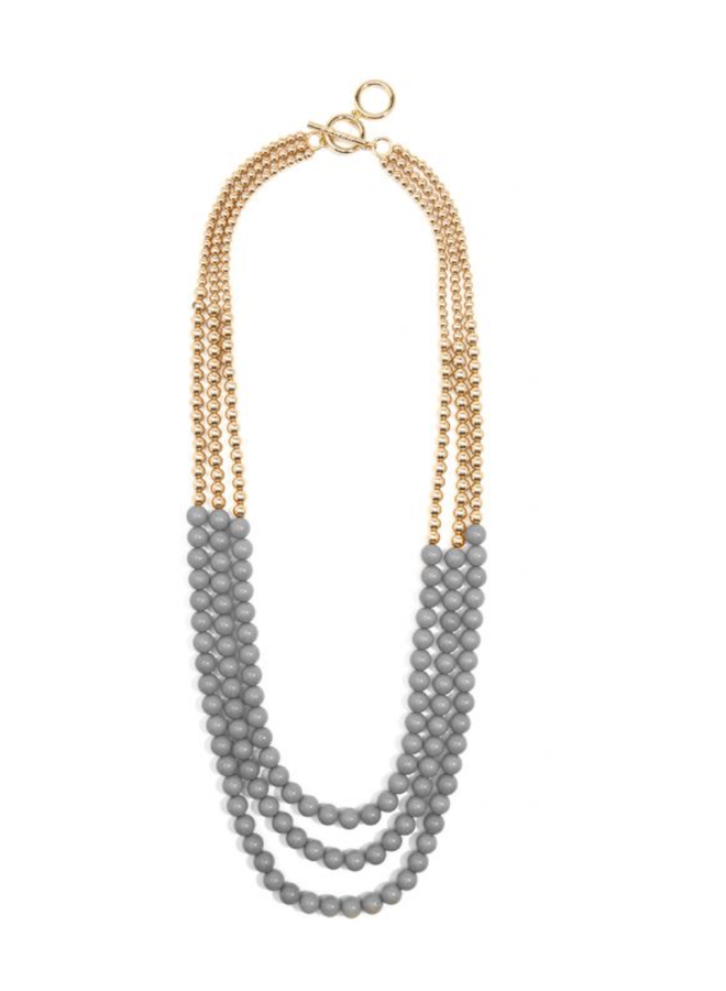 Triple Gold & Grey Necklace