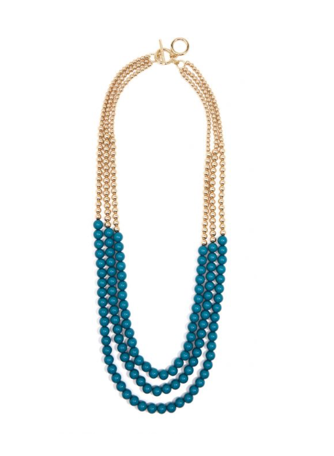 Triple Gold & Teal Necklace