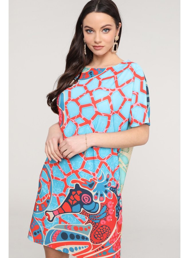 Coral Abstract Dress