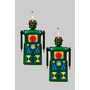 Green Robot Earrings