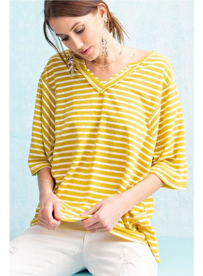 Mustard Striped Easy Tee