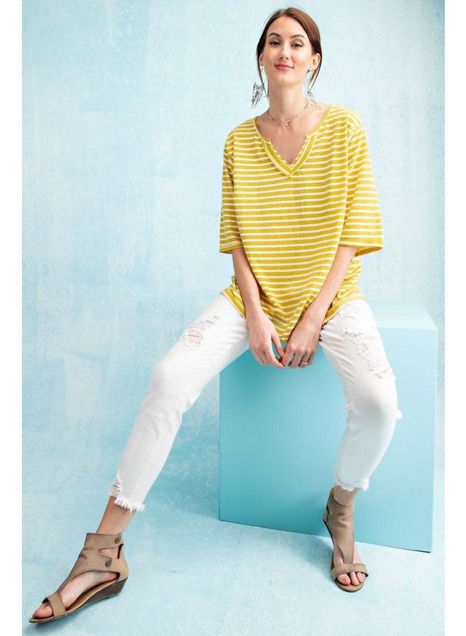 Mustard Striped Easy Tee