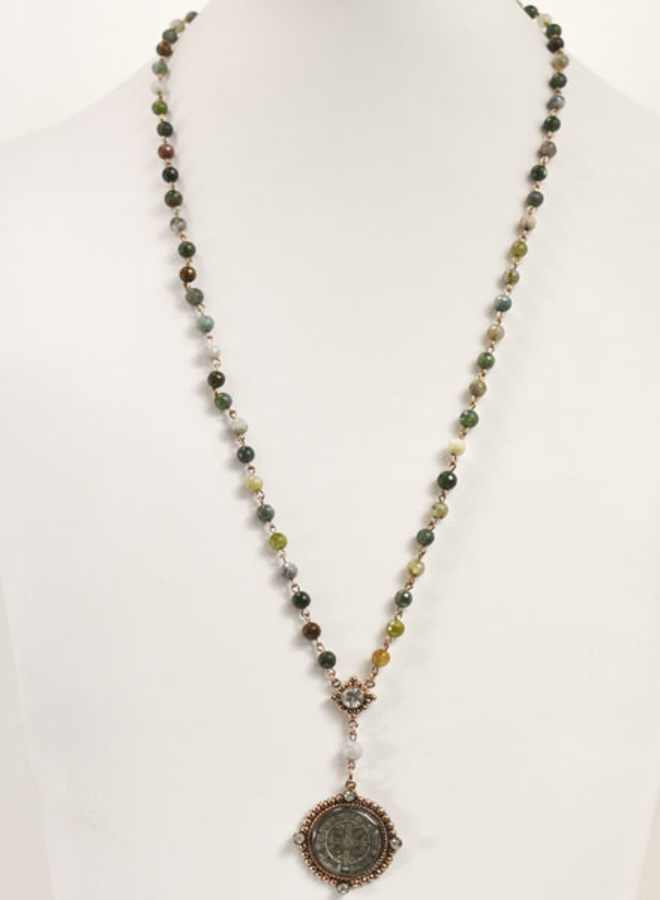 Virgins Saints & Angels M Lux Rosary Necklace in Obsidian