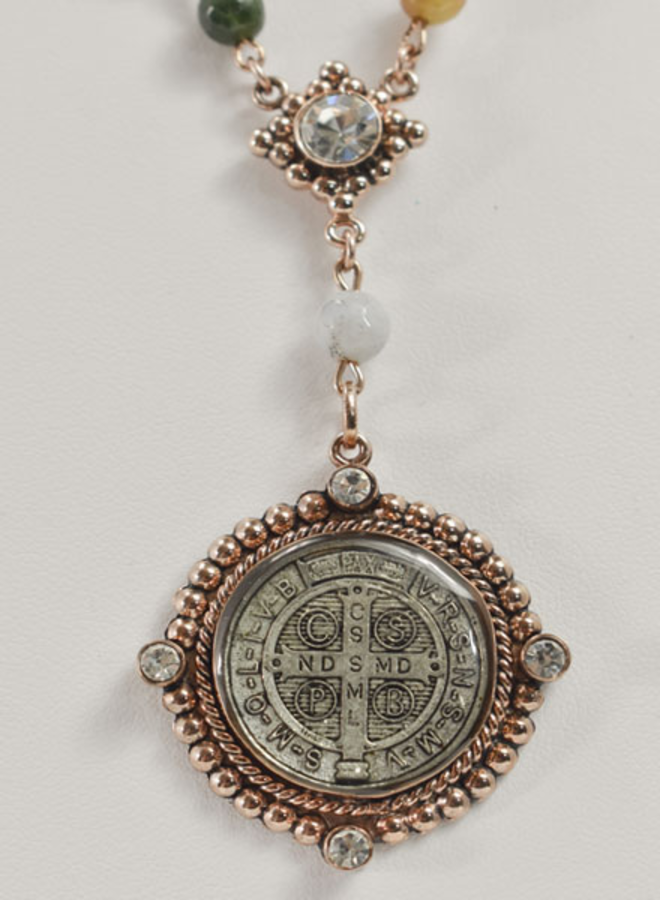 Virgins Saints & Angels M Lux Rosary Necklace in Obsidian