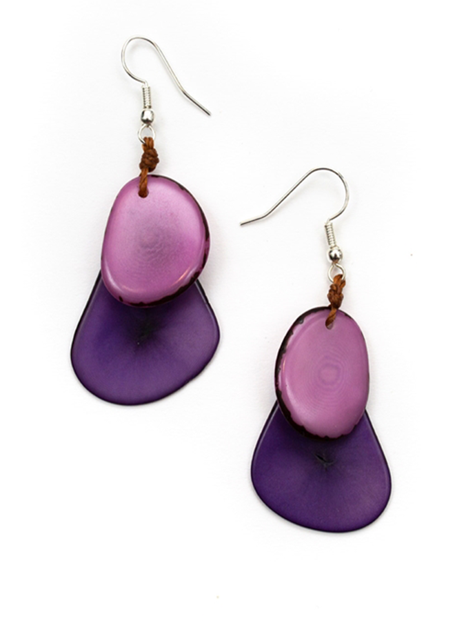 Tagua Fiesta Earrings In Violet Purple