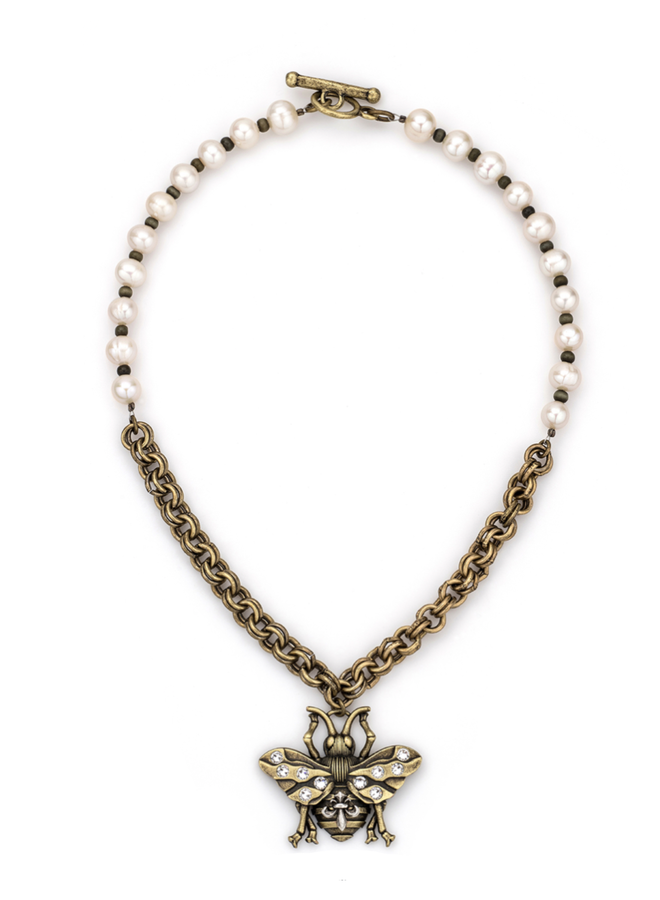 French Kande Bee & Freshwater Pearl Necklace