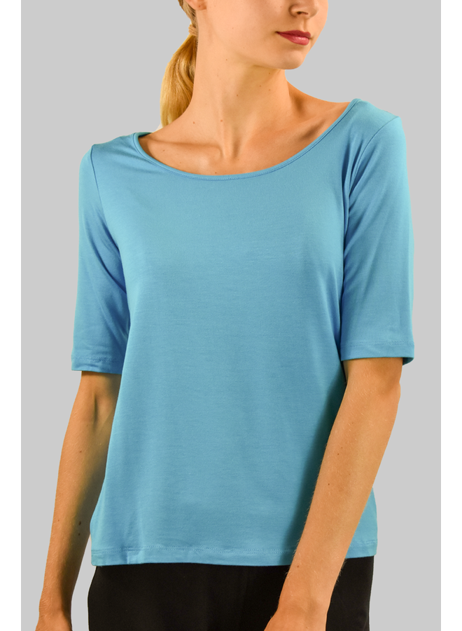 Comfy’s Elbow Sleeve Tee In Topaz Blue