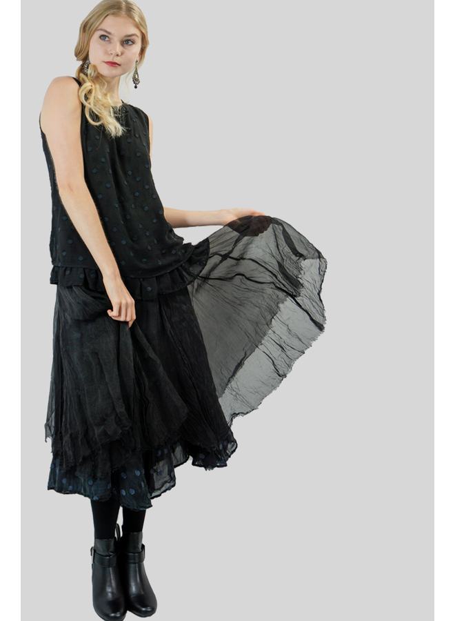 Griza Layered Dot Skirt In Black