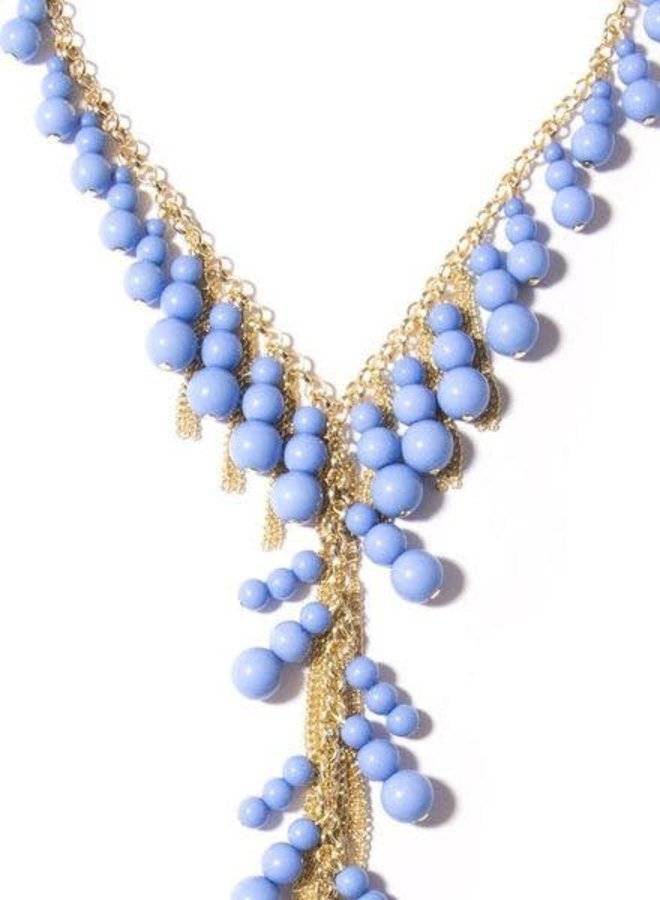 Dew Drops Lariat Necklace In Light Blue