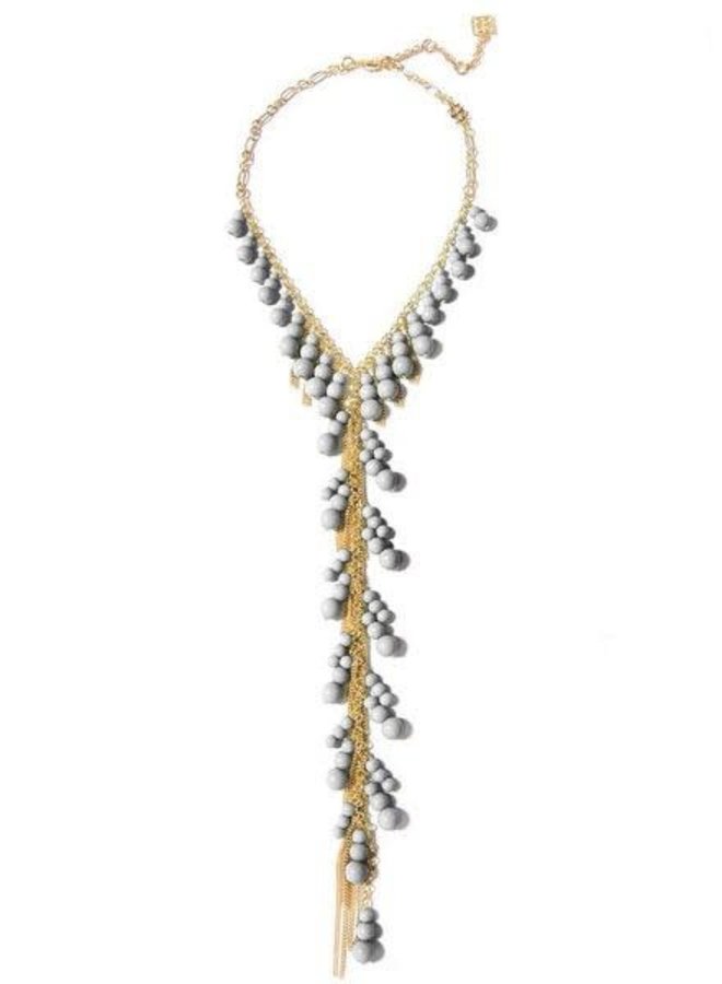 Dew Drops Lariat Necklace In Light Grey