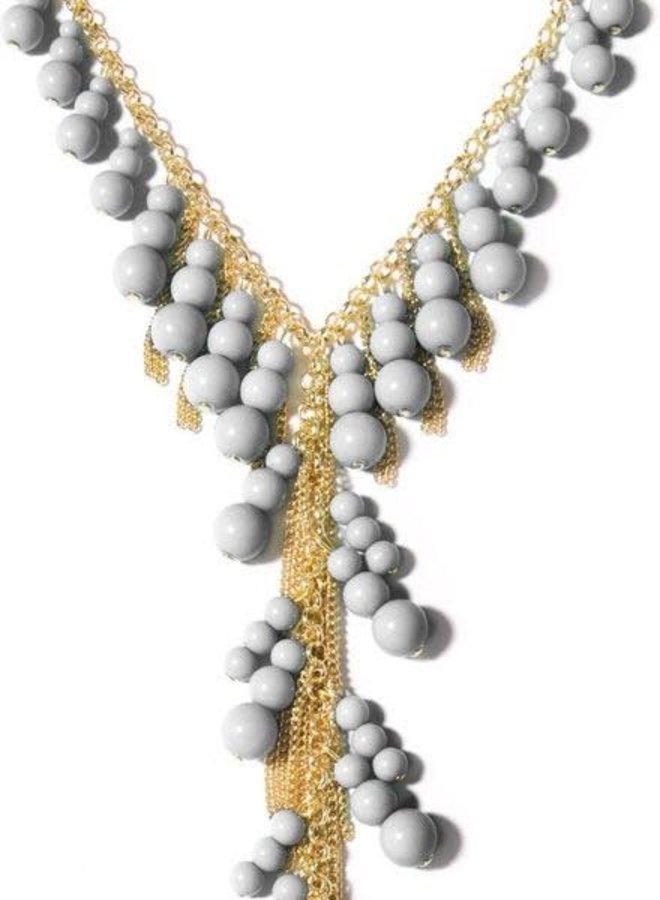 Dew Drops Lariat Necklace In Light Grey
