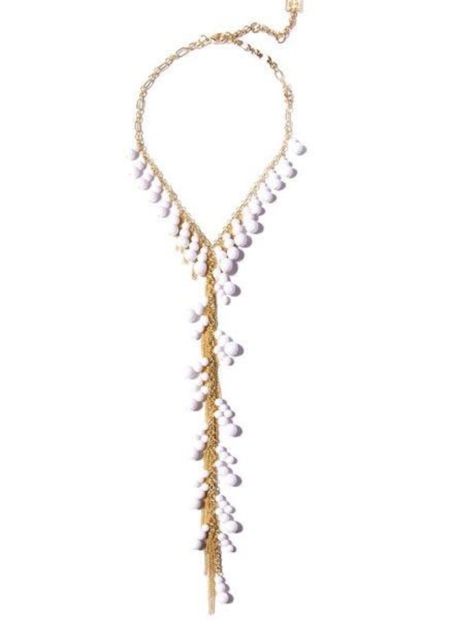 Dew Drops Lariat Necklace In White