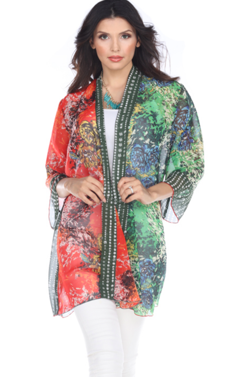 Aris A Greens & Reds Sheer Jacket - Shady And Katie - Shady And Katie