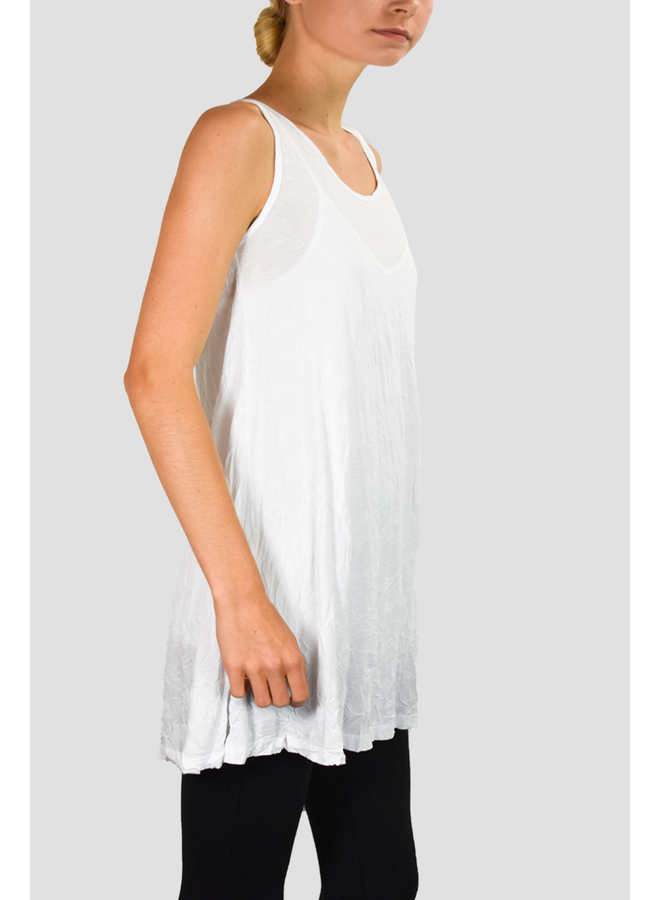 Comfy Crinkle Tunic Tank In White