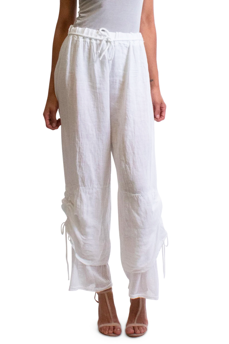 Linen & Net Pant In White - Shady And Katie - Shady And Katie