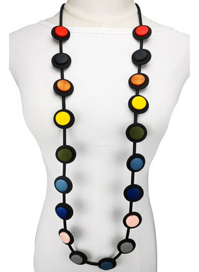 Long Rubber Double Dot Necklace - More Colors