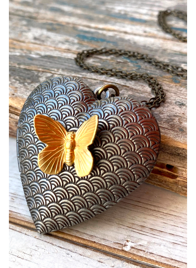 Butterfly Heart Locket