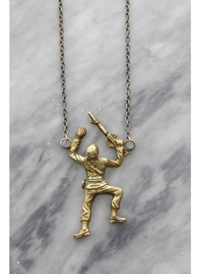 Ink + Alloy Toy Soldier Crawler Necklace