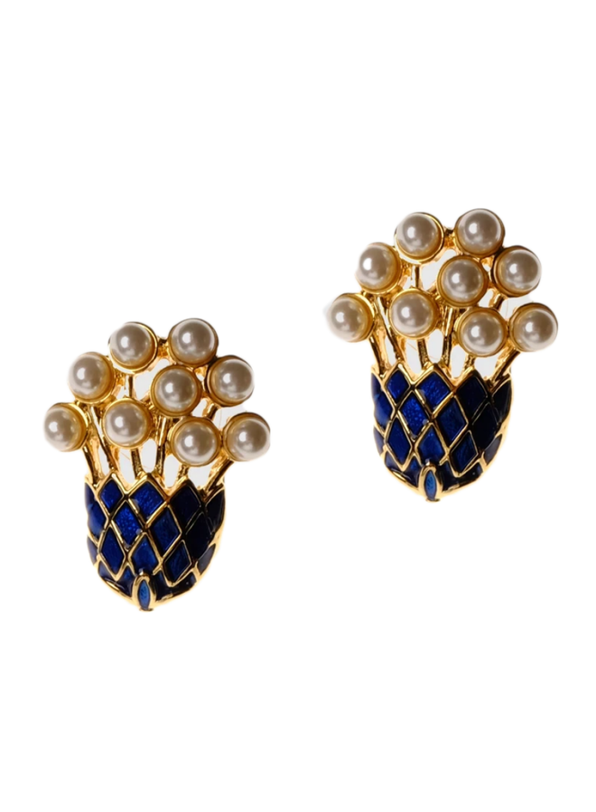 Pearl Pineapple Basket Earrings