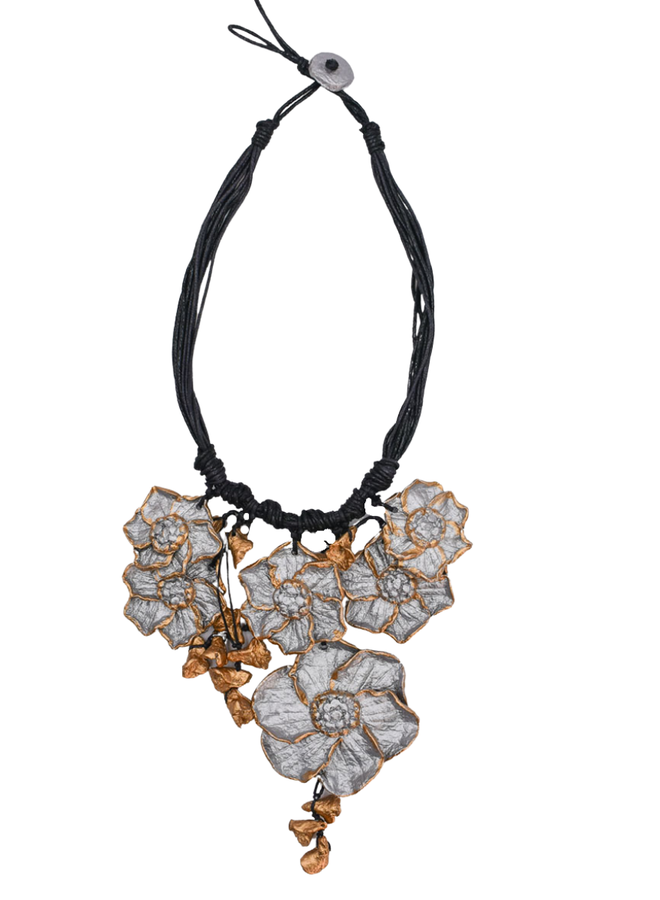 Mache Gold & Silver Flower Necklace