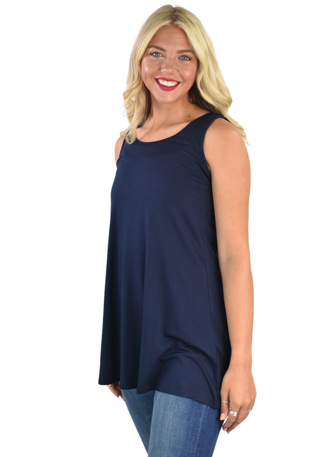 Comfy Sleeveless Tunic Top In Navy